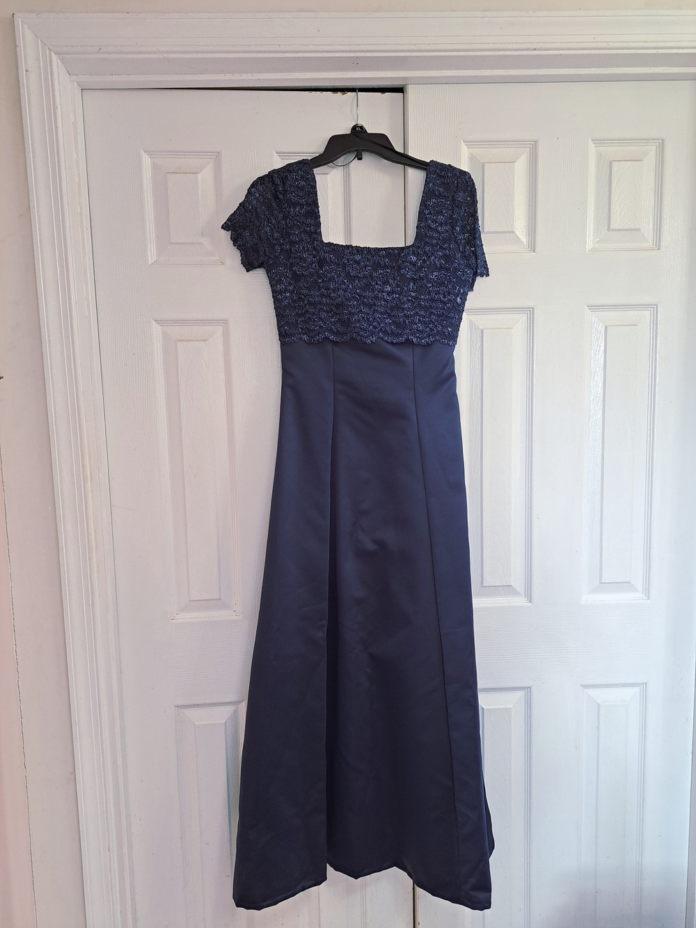 Vintage Jordan Navy Blue Lace-Top Maxi Dress